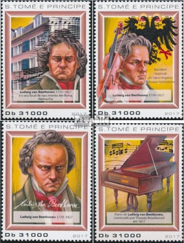 Prophila Collection Sao Tome e Principe 7358-7361 (kompl. Ausgabe) postfrisch ** MNH 2017 Ludwig Van Beethoven (Briefmarken für Sammler) Musik/Tanz von Prophila Collection