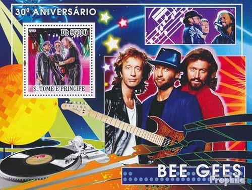 Prophila Collection Sao Tome e Principe Block 629 (kompl. Ausgabe) postfrisch ** MNH 2008 Bee Gees - Musikstars (Briefmarken für Sammler) Musik/Tanz von Prophila Collection