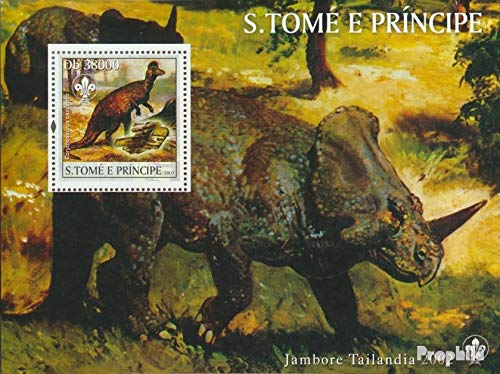 Prophila Collection Sao Tome e Principe Block423 (kompl.Ausg.) postfrisch ** MNH 2003 Prähistorische Tiere (Briefmarken für Sammler) Amphibien/Reptilien/Saurier von Prophila Collection