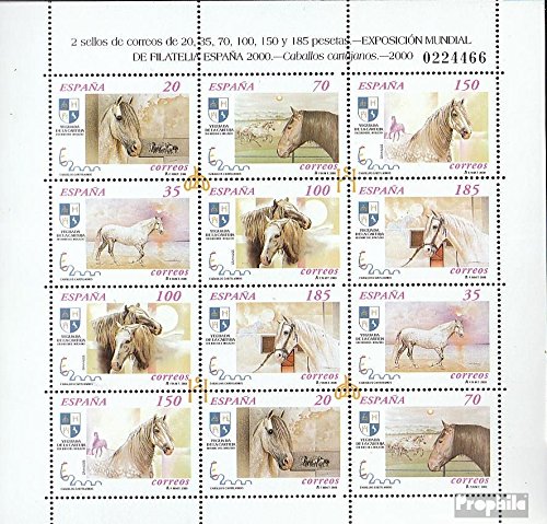 Prophila Collection Spanien 3556-3561Klb Kleinbogen (kompl.Ausg.) postfrisch ** MNH 2000 Briefmarkenausstellung (Briefmarken für Sammler) Pferde/Zebras von Prophila Collection