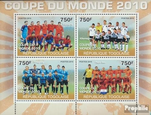 Prophila Collection Togo 3693-3696 Kleinbogen (kompl. Ausgabe) postfrisch ** MNH 2010 Fußballweltmeisterschaft 2010 (Briefmarken für Sammler) Fußball von Prophila Collection