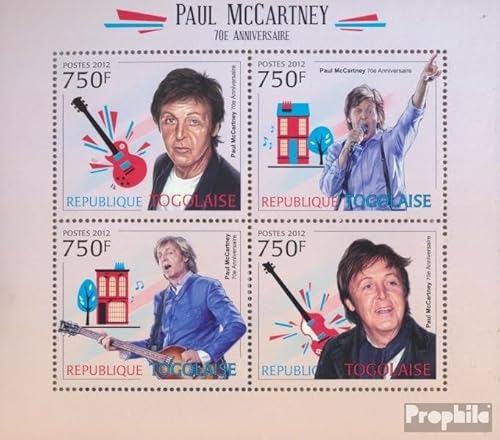 Prophila Collection Togo 4548-4551 Kleinbogen (kompl. Ausgabe) postfrisch ** MNH 2012 Paul McCartney (Briefmarken für Sammler) Musik/Tanz von Prophila Collection