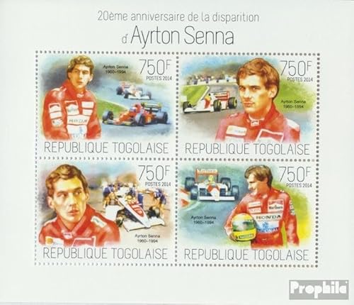 Prophila Collection Togo 5615-5618 Kleinbogen (kompl. Ausgabe) postfrisch ** MNH 2014 Ayrton Senna (Briefmarken für Sammler) Autos/Straßenverkehr von Prophila Collection