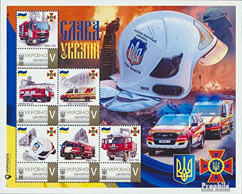 Prophila Collection Ukraine Kleinbogen postfrisch ** MNH 2022 Feuerwehrleute (Briefmarken für Sammler) Feuerwehr/Polizei von Prophila Collection