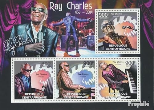 Prophila Collection Zentralafrikanische Republik 3722-3725 Kleinbogen (kompl. Ausgabe) postfrisch ** MNH 2012 Ray Charles (1930-2004) (Briefmarken für Sammler) Musik/Tanz von Prophila Collection