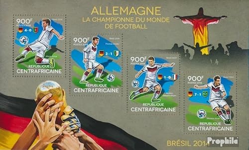 Prophila Collection Zentralafrikanische Republik 4860-4863 Kleinbogen (kompl. Ausgabe) postfrisch ** MNH 2014 Fußball-WM Brasilien 2014 (Briefmarken für Sammler) Fußball von Prophila Collection