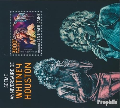 Prophila Collection Zentralafrikanische Republik Block 1082 (kompl. Ausgabe) postfrisch ** MNH 2013 Whitney Houston (Briefmarken für Sammler) Musik/Tanz von Prophila Collection