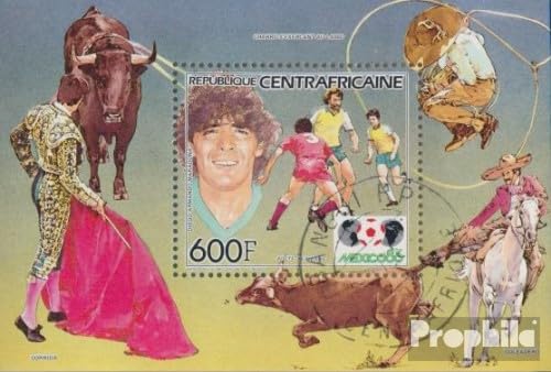 Prophila Collection Zentralafrikanische Republik Block327A (kompl.Ausg.) gestempelt 1985 Fußball-WM 1986 in Mexiko (Briefmarken für Sammler) Fußball von Prophila Collection