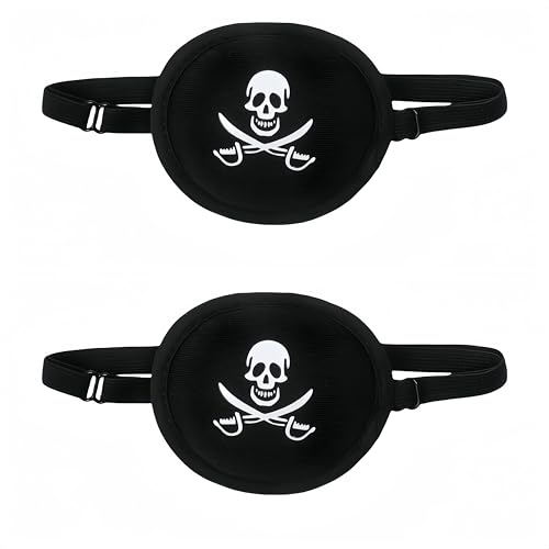 Proumhang 2 PCS Augenklappe,Halloween Cosplay Augenmaske,Medizinische Augenklappe,Piraten-Augenklappe,Einstellbare Augenklappen,Amblyopia Lazy Eye Patches für linke oder rechte Augen Stil 2 von Proumhang