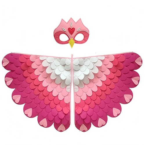 Proumhang 2 Stück Kinder Vogelflügel Kostüm für Alter von 3~8 Jahren,Vogeleule und Pfau Maske Eule verkleiden Sich,Jungen Mädchen Filzaugen Maske und Flügel Set,Halloween Buntes Kostüm,Stil 14 von Proumhang