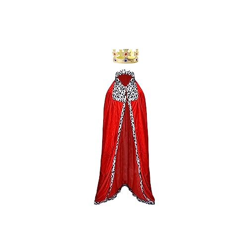 Proumhang 2 Stück Prinz-Mantel-Krone-Set Königsmantel Cape mit weicher Goldener Krone Erwachsenen Halloween Karneval Weihnachten Mittelalter Kostüm 170cm Stil 2 von Proumhang