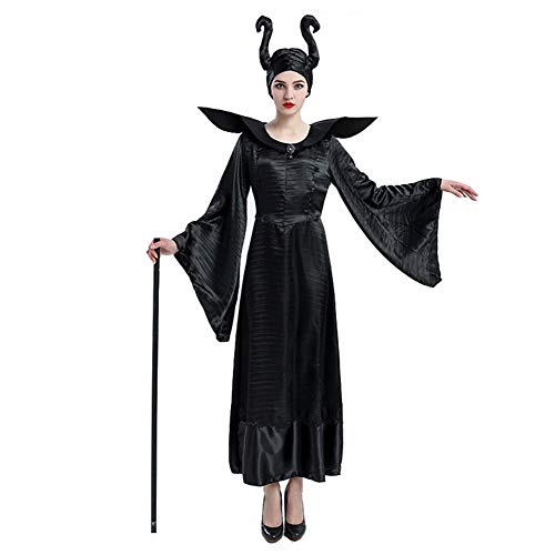 Proumhang Erwachsenenkostüm Eine Hexe Böses Dämonenkleid Cosplay Vampir Hexenkönigin Kostüm für Halloween Allerheiligen Karneval Drama Party mit bösartigem Horn-XXL von Proumhang