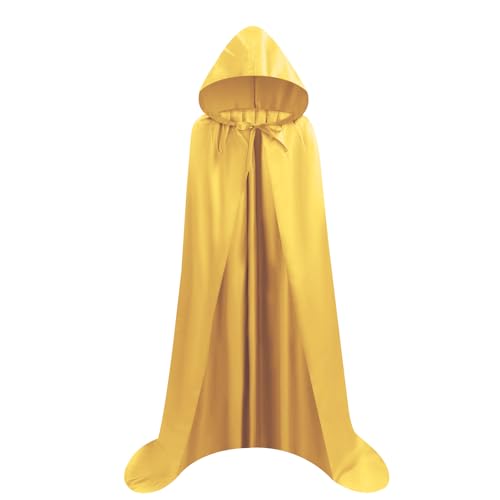 Proumhang Gelb Umhang mit Kapuze Darth Vader Umhang Mittelalter Umhang Cape Mantel Satin Karneval Halloween Weihnachten Kostüm Erwachsener 2XL von Proumhang