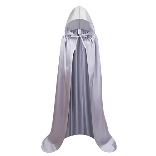 Proumhang Grau Umhang mit Kapuze Darth Vader Umhang Mittelalter Umhang Cape Mantel Satin Karneval Halloween Weihnachten Kostüm Erwachsener M von Proumhang