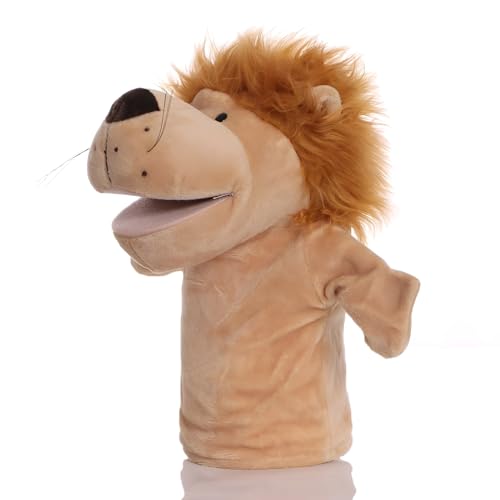 Proumhang Handpuppen für Kinder,Weiche Plüsch Zoo Tier Puppe für Kinder Kleinkinder Jungen Mädchen,Für phantasievolles Spiel,Showtheater,Partyzubehör (große bewegliche Münder) Löwe 25cm von Proumhang