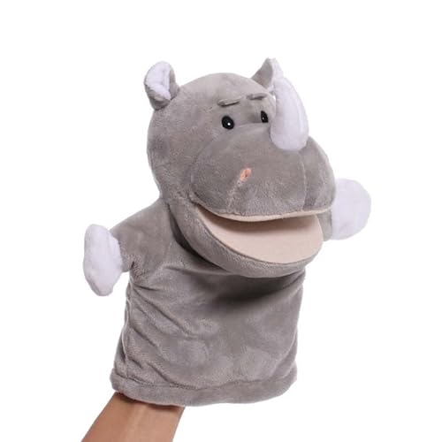 Proumhang Handpuppen für Kinder,Weiche Plüsch Zoo Tier Puppe für Kinder Kleinkinder Jungen Mädchen,Für phantasievolles Spiel,Showtheater,Partyzubehör (große bewegliche Münder) Rhinozeros 25cm von Proumhang