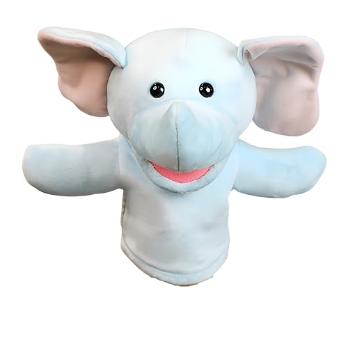 Proumhang Handpuppen mit Funktionierendem Mund,Wald Tier Freunde Theater,Spielzeug für Jungen oder Mädchen,Weiches Plüschspielzeug für fantasievolles Spiel,Showtheater Elefant 25cm von Proumhang