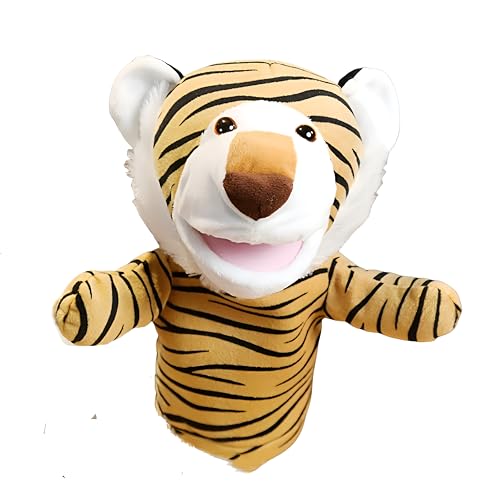 Proumhang Handpuppen mit Funktionierendem Mund,Wald Tier Freunde Theater,Spielzeug für Jungen oder Mädchen,Weiches Plüschspielzeug für fantasievolles Spiel,Showtheater Tiger 25cm von Proumhang