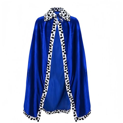 Proumhang Kinder König Cape,Kinder Prinz Mantel mit Krone,Queen Royal Robe,Krönungsmantel,Mittelalterliches Krippenkostüm für Halloween,Weihnachten,Karneval,Rollenspiel,Bühnenauftritt,80cm,Blau von Proumhang