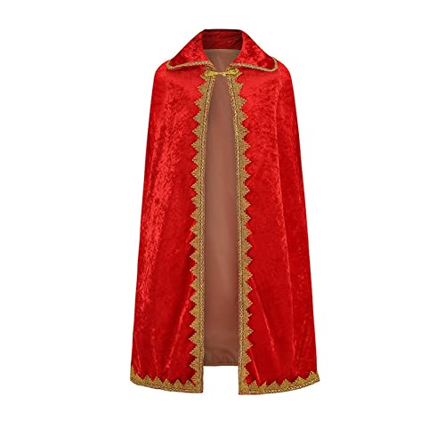 Proumhang Kinder König Robe Jungen Prinz Halloween Mantel Umhang Doppellagiger Kinder-Königsumhang Weihnachten Maskerade Karneval Cosplay Zubehör Faschingskostüme M von Proumhang