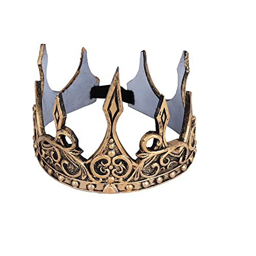 Proumhang King Crown Royal Medieval Soft Crown Stirnband PU Foaming Herren Kostüm Hut Kopfschmuck für Cosplay Kostüm Party Halloween One Size Gold von Proumhang