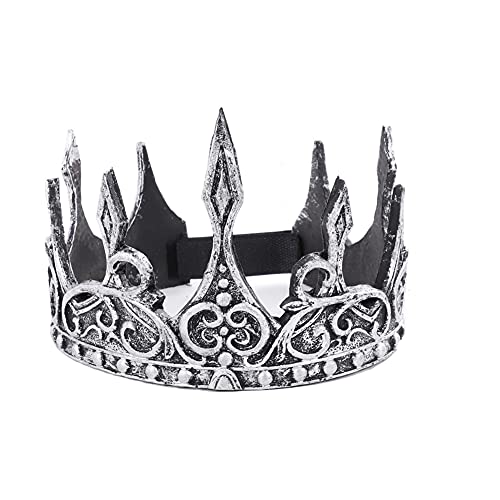 Proumhang King Crown Royal Medieval Soft Crown Stirnband PU Foaming Herren Kostüm Hut Kopfschmuck für Cosplay Kostüm Party Halloween One Size Silber von Proumhang