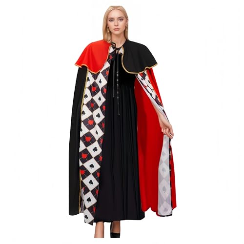Proumhang Königin Umhang für Damen,Elegantes Kostüm mit Herz-Print für Karneval,Halloween,Mottopartys & Theater Roben-Design,Perfekt für königliche Verkleidungen und Cosplay,126cm Proumhang Königin Umhang für Damen,Elegantes Kostüm mit Herz-Print für Karneval,Halloween,Mottopartys & Theater Roben-Design,Perfekt für königliche Verkleidungen und Cosplay,126cm von Proumhang