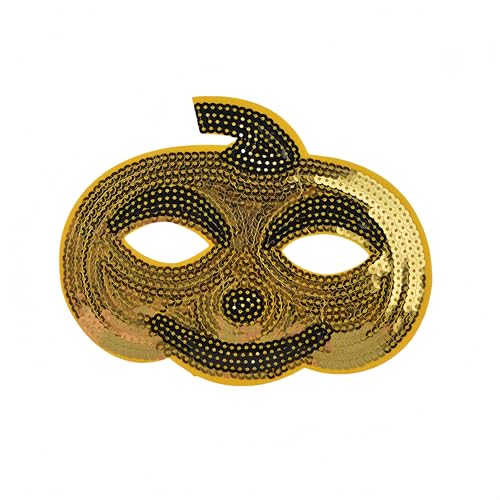 Proumhang Pailletten Maske zu Ostern Maskenball Maske Karnevals Maske Venezianische Party Maske Halloween Maske Fuchs Maske Horn Maske Katzen Maske Für Kinder Frauen Männer Goldener Kürbis von Proumhang