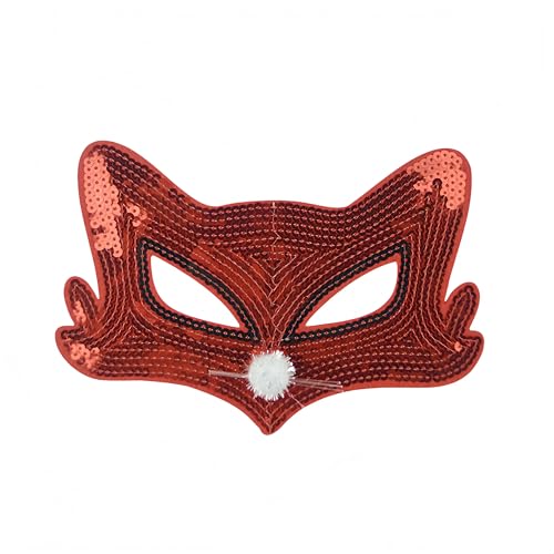 Proumhang Pailletten Maske zu Ostern Maskenball Maske Karnevals Maske Venezianische Party Maske Halloween Maske Fuchs Maske Horn Maske Katzen Maske Für Kinder Frauen Männer Roter Fuchs von Proumhang