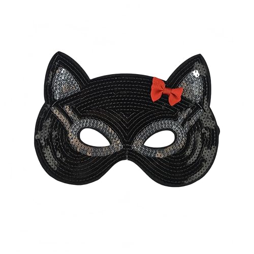 Proumhang Pailletten Maske zu Ostern Maskenball Maske Karnevals Maske Venezianische Party Maske Halloween Maske Fuchs Maske Horn Maske Katzen Maske Für Kinder Frauen Männer Schwarze Katze von Proumhang