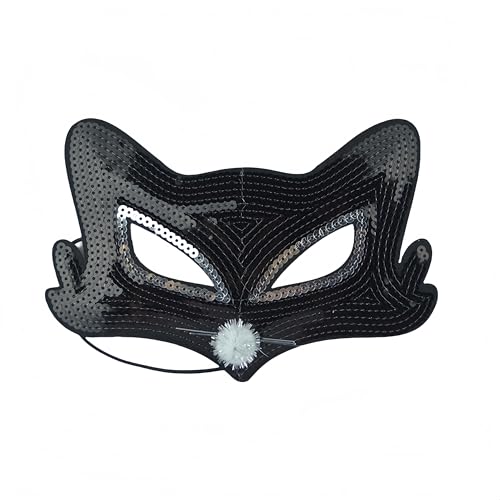 Proumhang Pailletten Maske zu Ostern Maskenball Maske Karnevals Maske Venezianische Party Maske Halloween Maske Fuchs Maske Horn Maske Katzen Maske Für Kinder Frauen Männer Schwarzer Fuchs von Proumhang