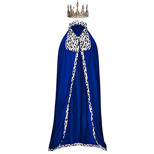 Proumhang Prinz Umhang Set König-Kostüm König Umhang mit Goldener Krone Erwachsener Samtmantel Königsumhang Lange Königsmantel Königskostüm Kostüm Halloween Karneval Weihnachten Blau 130 cm Proumhang Prinz Umhang Set König-Kostüm König Umhang mit Goldener Krone Erwachsener Samtmantel Königsumhang Lange Königsmantel Königskostüm Kostüm Halloween Karneval Weihnachten Blau 130 cm von Proumhang