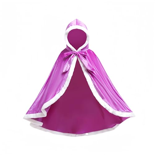 Proumhang Prinzessinnen Umhang Prinzessinnen Cape Prinzessin Kostüm Umhang Kinder Mädchen Prinzessin Umhang mit Kapuze Lila 110 für 3-4 Jahre von Proumhang