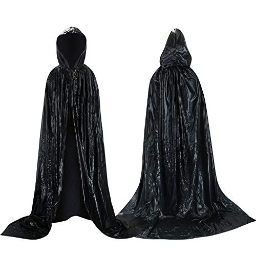 Proumhang Umhang Kapuze Erwachsene Lange Kapuzenumhangt für Halloween Karneval Kostüm Cosplay Party Schwarz 190cm von Proumhang