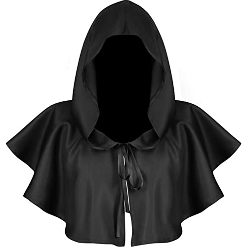 Proumhang Umhang mit Kapuze Halloween,Mittelalter Gothic Cape,Unisex,Einheitsgröße,Schwarz von Proumhang