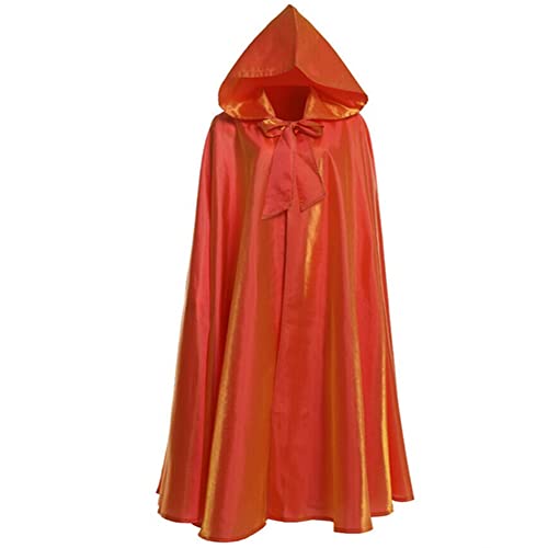 Proumhang Unisex Halloween Kapuzen Mantel Umhang Sensenmann Vampir Langer Umhang Robe Weihnachten Masquerade Karneval Hexe Cosplay Zubehör Fancy Dress Kostüme für Erwachsene Kinder(M,Orange) von Proumhang