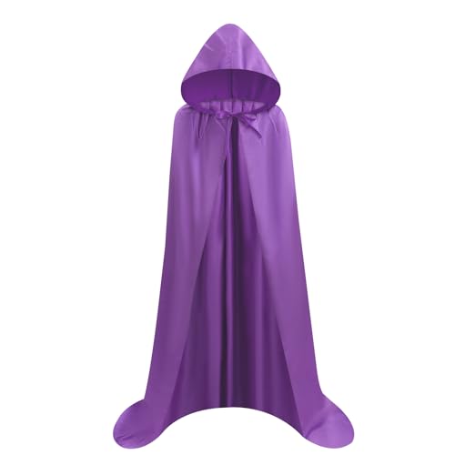 Proumhang Violett Umhang mit Kapuze Darth Vader Umhang Mittelalter Umhang Cape Mantel Satin Karneval Halloween Weihnachten Kostüm Erwachsener 2XL von Proumhang