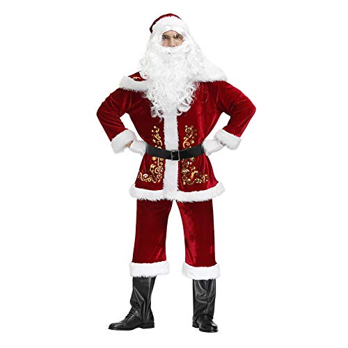 Proumhang Weihnachtsmann Kostüm Weihnachtsmann Kostüm 9 Zubehörteile (ohne Beutel)-XL(175-180cm) von Proumhang