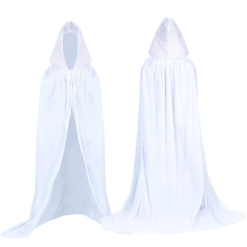 Proumhang Umhang mit Kapuze Lange SAMT Cape Vampir Kostüm Halloween Weihnachten Erwachsener Unisex Gr. Small, Weiß von Proumhang