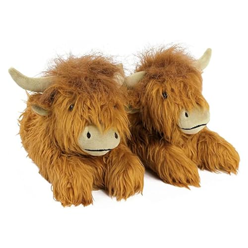 Highland Cow Slippers, Highland Kuh Hausschuhe, Hausschuhe Für Hochlandrinder,Hochlandrind Kuscheltiere, Kuhpuppe Hochlandkuh Plüschtiere, Highland Kuh Geschenke Für Kinder von Proypiax