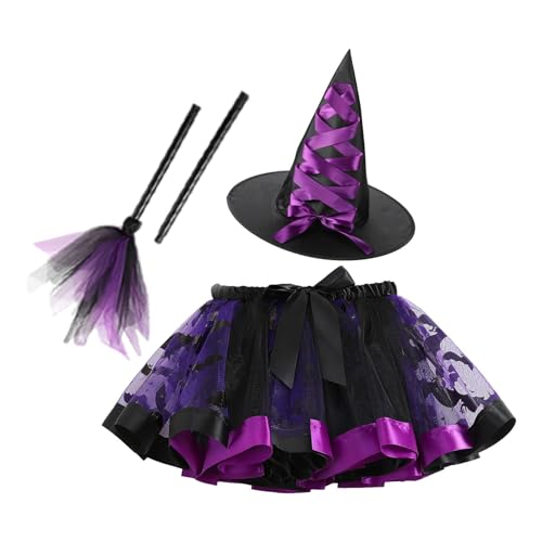 Proypiax Cosplay-Kostüm für Kinder, Mädchen-Rock-Set für Halloween,Kostümset mit Hut und Besen zum Spielen - Mädchen-Cosplay-Kleidung für Schulspiele, Halloween-Partys, Bühnenauftritte, von Proypiax