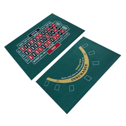 Proypiax Doppelseitige Pokermatte | Table Felt Texas Hold'em & Blackjack Kartenspiele | Blackjack Filzpad | Platzsparende Roll-up Roulette Tischmatte 23,62 x 35,43 Zoll von Proypiax