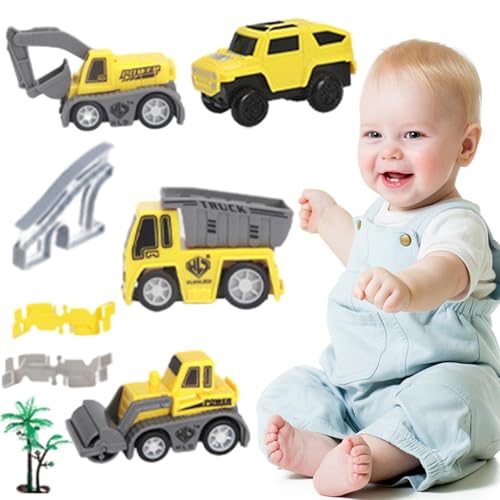 Proypiax Flexible Autostrecken für Kinder,Flexible Rennstrecke für Kinder - BAU-LKW-Auto und Flexibles Gleis-Spielset - Technisches Spielzeug, Lernspielzeug für und Mädchen ab 3 Jahren von Proypiax