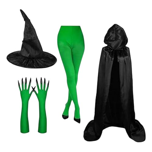 Proypiax Halloween Hexenkostüm,Hexenhut für Erwachsene mit grünen Krallenhandschuhen - Verkleidungsset Für Halloween Geburtstags Kostüm Karneval Fest Film Cosplay Proypiax Halloween Hexenkostüm,Hexenhut für Erwachsene mit grünen Krallenhandschuhen - Verkleidungsset Für Halloween Geburtstags Kostüm Karneval Fest Film Cosplay von Proypiax