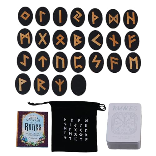 Proypiax Hexenrunen, Runenset Runen-Set,Runen-Set Aus Holz Mythologie-Runen - Meditationsrunen Mit Handbuch Und Aufbewahrungstasche | Mythology Rune Divination Game Set von Proypiax