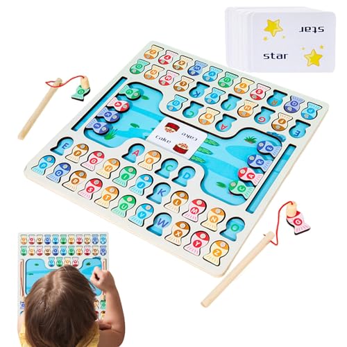 Proypiax Holzfischereispiel, Holzfischereispiel,Sensorische Bildungslernfähigkeiten Spielzeug - Alphabet Fang Spiele Puzzle Briefe, Vorschule Lernpädagogikspielzeug für 4-6 Jahre alte Mädchen Kinder von Proypiax