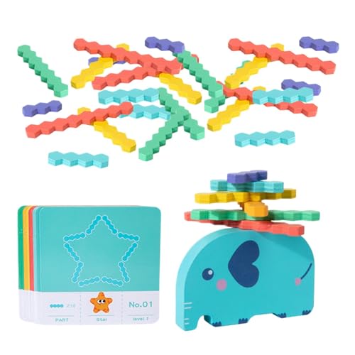 Proypiax Holzstapelspielzeug, Holzblöcke Stapelspielzeug | Kinderhölzerne Puzzle Elefant -Stapelspiel,Bright Colors Lernspielzeug für Schule, Reisen, Park, Freien, Zuhause von Proypiax