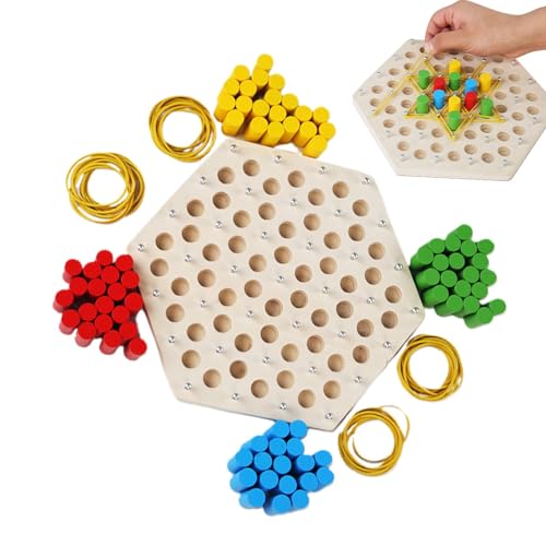 Proypiax Kettendreieck-Schachspiel, Kettendreieck-Spielset,Frühpädagogisches Puzzle-Brettspiel | Kettendreieck-Spielzeug, Gummiband-Kettendreieck-Spielbrett, Früherziehungs-Puzzle-Brettspiel für von Proypiax