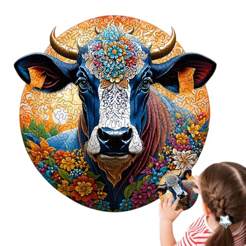 Proypiax Lackiertes Kuhpuzzle, Hochlandkuh -Puzzle,Highland Cow 3D Rätsel | Kids Animal Head Design Aufklärungsspielzeug für Zuhause, Schule, Reisen, draußen von Proypiax