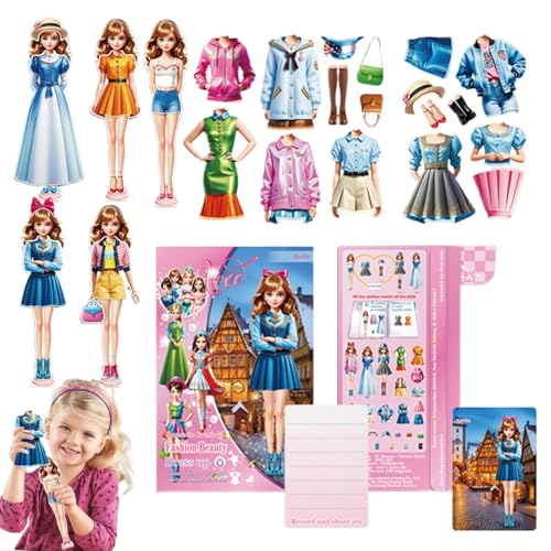 Proypiax Magnetische Papierpuppen, Magnetische Puppen-Anziehsets - Prinzessin Puppenset | Kleinkind-Aktivitäten, magnetisches Anzieh-Stickerbuch, pädagogisches Kinderspielzeug für Mädchen von Proypiax